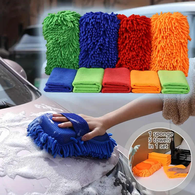 Gant de lavage chenille multicolore